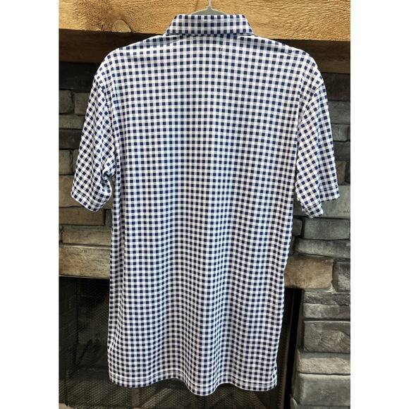 Men's Blue Checkered Polo Shirt - Picture 4 of 5